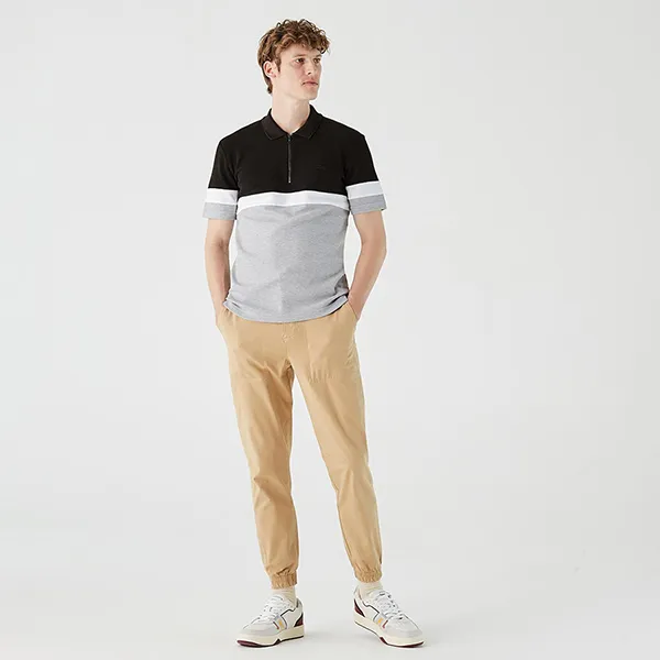 Áo Polo Nam Lacoste Men's Regular Fit Half Zip Color Block Black PH0238-38S Màu Đen Xám Size 2 - Thời trang - Vua Hàng Hiệu