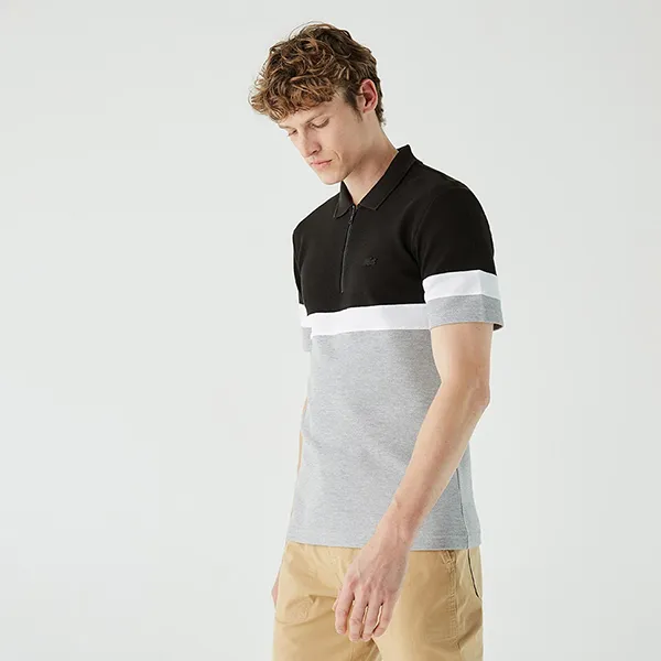 Áo Polo Nam Lacoste Men's Regular Fit Half Zip Color Block Black PH0238-38S Màu Đen Xám Size 2 - Thời trang - Vua Hàng Hiệu