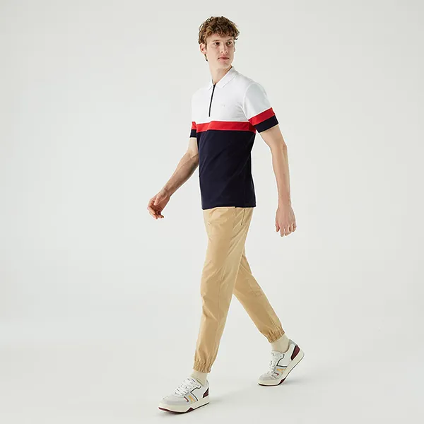 Áo Polo Nam Lacoste Men's Regular Fit Half Zip Color Block PH0238-38B Màu Trắng Xanh Size 3 - Thời trang - Vua Hàng Hiệu