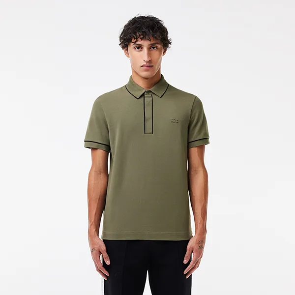 Áo Polo Nam Lacoste Men's Regular Fit Paris Stretch Piqué PH8184 - 316 Màu Xanh Olive Size 5