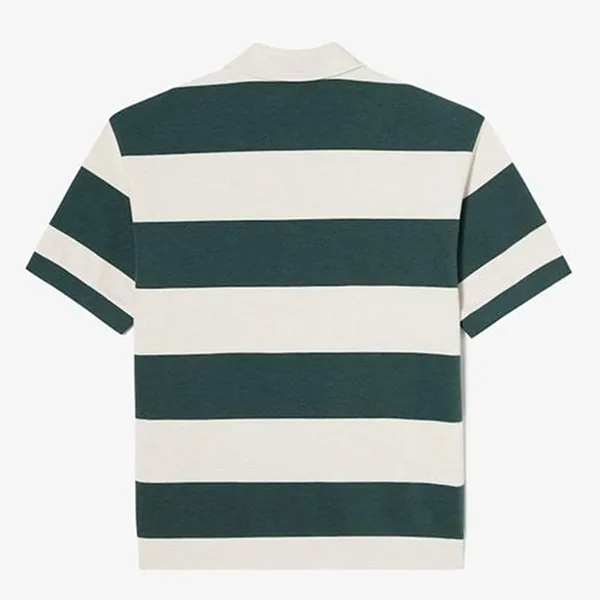 Áo Polo Nam Lacoste Men's Semi Zip Color Block PH544E-YZP Deep Green Màu Xanh Trắng Size 3