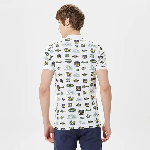 Áo Polo Nam Lacoste Men's Slim Fit Printed PH0354 - 54B Màu Trắng Họa Tiết Size 3 - Thời trang - Vua Hàng Hiệu
