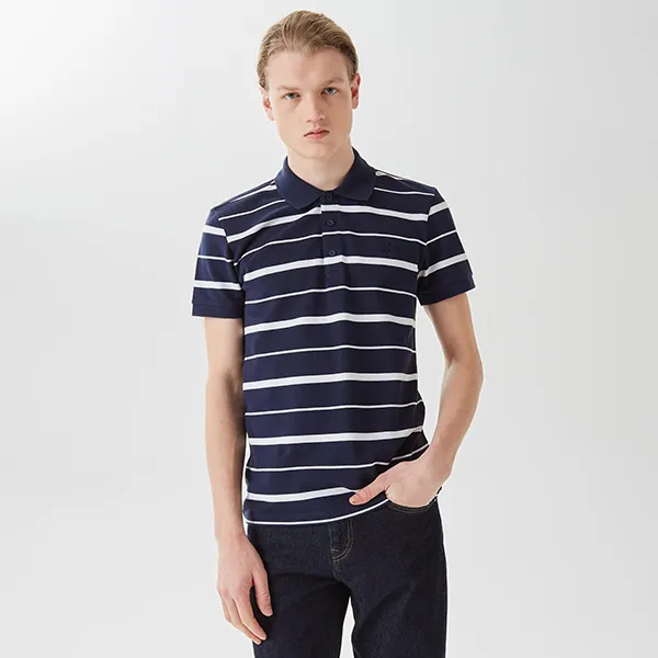 Áo Polo Nam Lacoste Men's Slim Fit Striped PH0310 - 10L Màu Xanh Kẻ Size 2