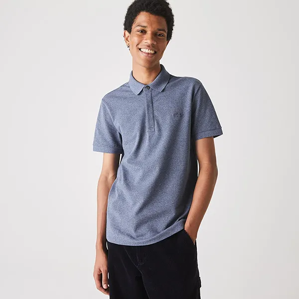 Áo Polo Nam Lacoste Paris Regular Fit Stretch Cotton Piqué PH5522 2GF Màu Xanh Xám Size 2