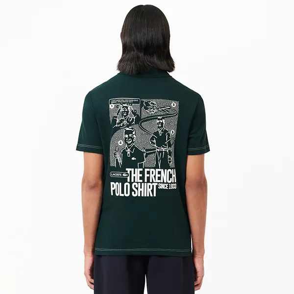 Áo Polo Nam Lacoste Regular Fit Movement Printed Polo Shirt PH7416 00 YZP Màu Xanh Đậm Size XS