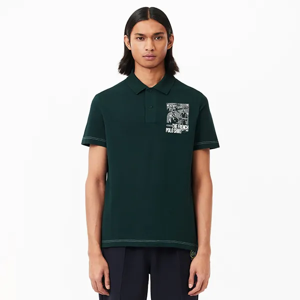 Áo Polo Nam Lacoste Regular Fit Movement Printed Polo Shirt PH7416 00 YZP Màu Xanh Đậm Size XS