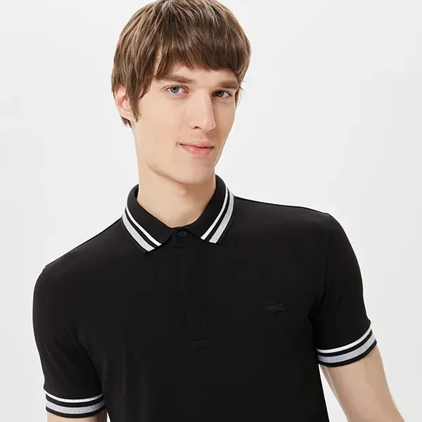 Áo Polo Nam Lacoste Men's Slim Fit Striped Black Polo PH0307 - 07S Màu Đen Size 2 - Thời trang - Vua Hàng Hiệu