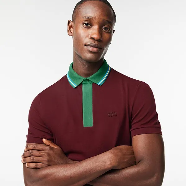 Áo Polo Nam Lacoste Smart Paris Regular Fit Contrast Neck PH1125 - YUP Màu Đỏ Mận Size 4 - Thời trang - Vua Hàng Hiệu