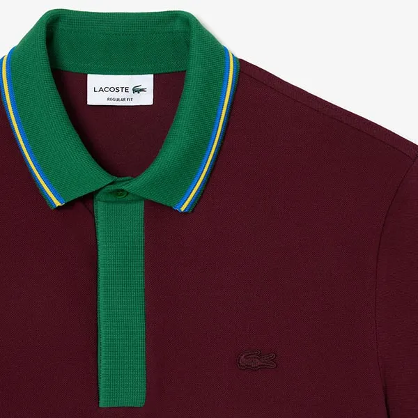 Áo Polo Nam Lacoste Smart Paris Regular Fit Contrast Neck PH1125 - YUP Màu Đỏ Mận Size 4 - Thời trang - Vua Hàng Hiệu