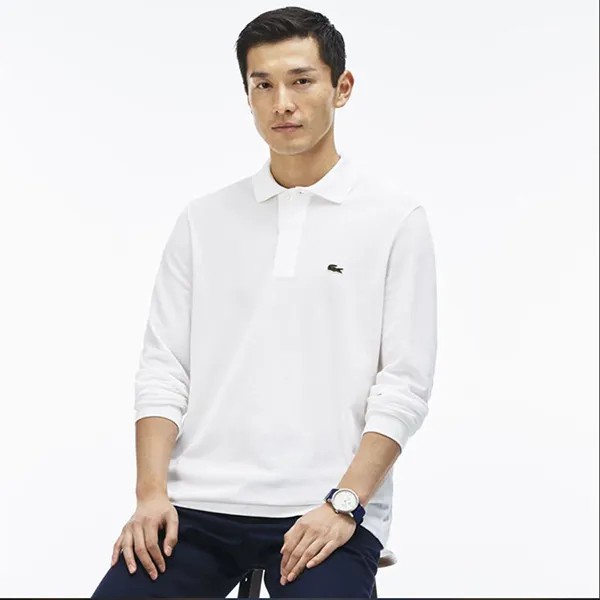 Áo Polo Nam Lacoste White Original Long Sleeve Cotton Shirt L1312 - 001 Màu Trắng Size 3 L - Thời trang - Vua Hàng Hiệu