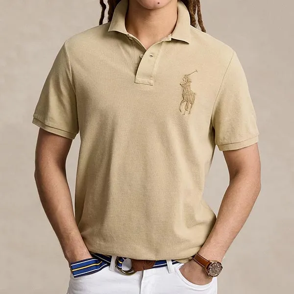Áo Polo Nam Ralph Lauren Classic Fit Big Pony Mesh Polo Shirt 137003-BEIGE Màu Be Size S - Thời trang - Vua Hàng Hiệu