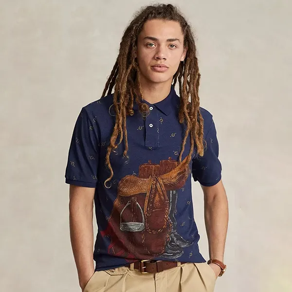 Áo Polo Nam Ralph Lauren Classic Fit Saddle-Print Mesh 332001 - NVY Màu Xanh Navy Size XS - Thời trang - Vua Hàng Hiệu