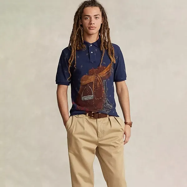 Áo Polo Nam Ralph Lauren Classic Fit Saddle-Print Mesh 332001 - NVY Màu Xanh Navy Size XS - Thời trang - Vua Hàng Hiệu