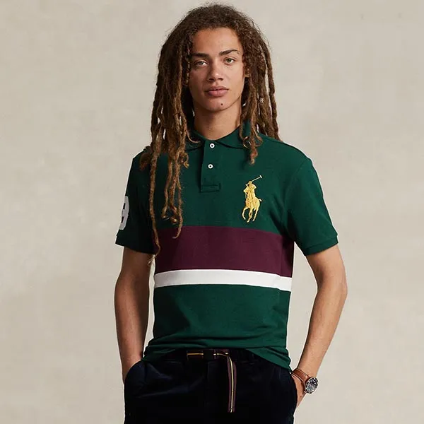 Áo Polo Nam Ralph Lauren Custom Slim Fit Big Pony Mesh 239001 - GRN Màu Xanh Green Size XS - Thời trang - Vua Hàng Hiệu