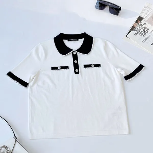 Áo Polo Nữ Chester Charles In White CW502KW0420W0 Màu Đen Trắng Size M - Thời trang - Vua Hàng Hiệu