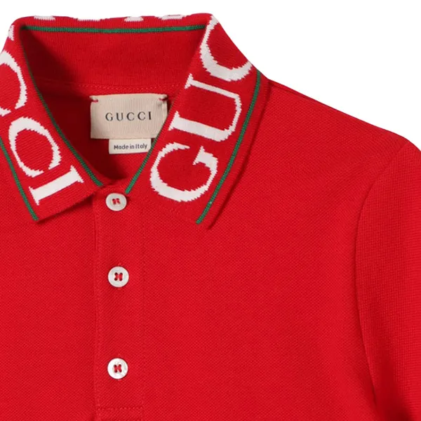 Áo Polo Nữ Gucci In Red 573882 6300 XJGND Màu Đỏ Size 12Y