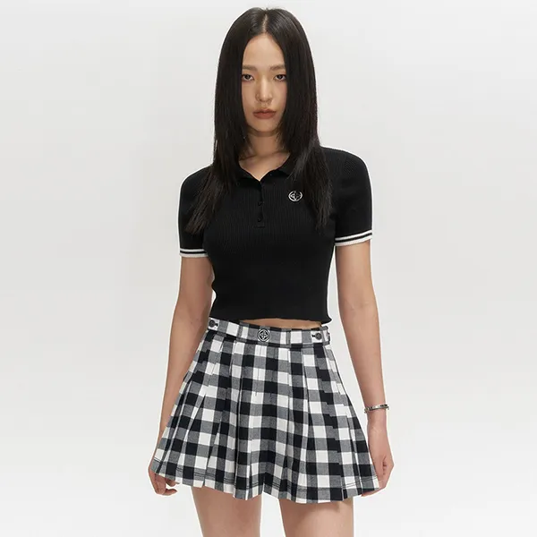 Áo Polo Nữ SMFK Black With Logo Embroidered UT019BB Màu Đen Size L