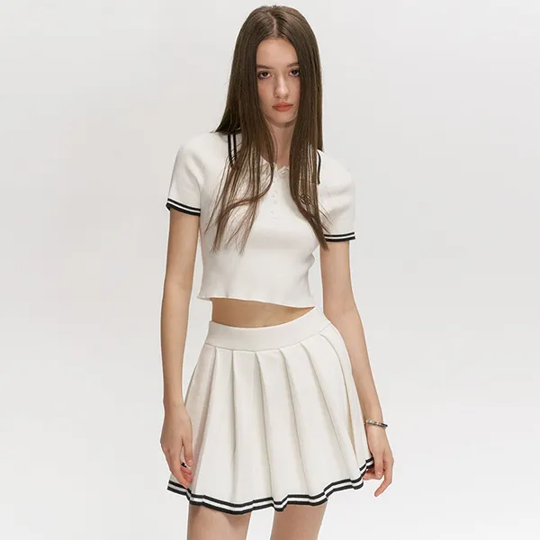 Áo Polo Nữ SMFK White With Logo Embroidered UT019WW Màu Trắng Size L
