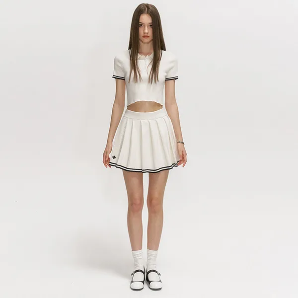 Áo Polo Nữ SMFK White With Logo Embroidered UT019WW Màu Trắng Size L