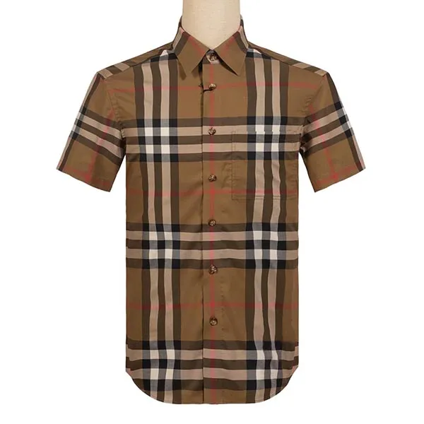 Áo Sơ Mi Nam Burberry SS Claverdon Taupe Brown Màu Nâu Size XS
