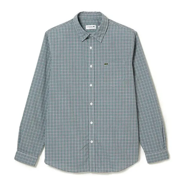 Áo Sơ Mi Nam Dài Tay Lacoste Regular Fit Check Print Shirt CH0193-TQ1 Màu Kẻ Xanh Lá Size 39