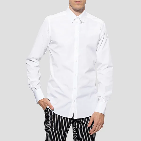 Áo Sơ Mi Nam Dolce & Gabbana D&G White With Logo DG Gold Fit G5EJ0T GF114 W0800 Màu Trắng Size 40