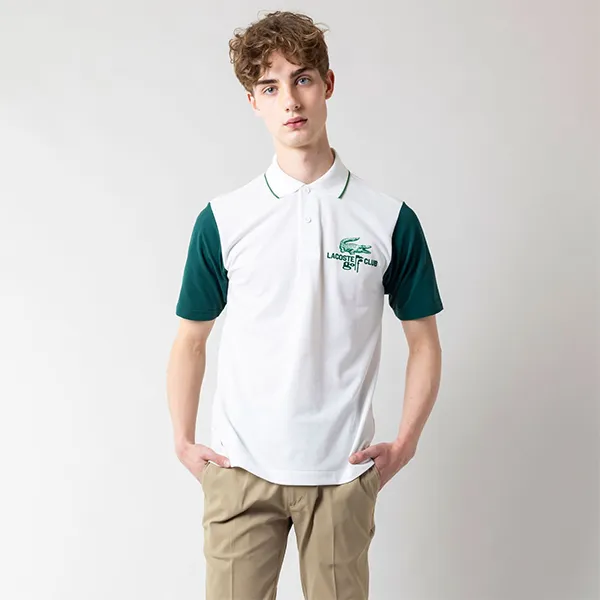 Áo Polo Nam Lacoste Classic Fit Crewmax Blend Club Polo Shirt PH039LJ-132 Màu Trắng Phối Xanh Size 2