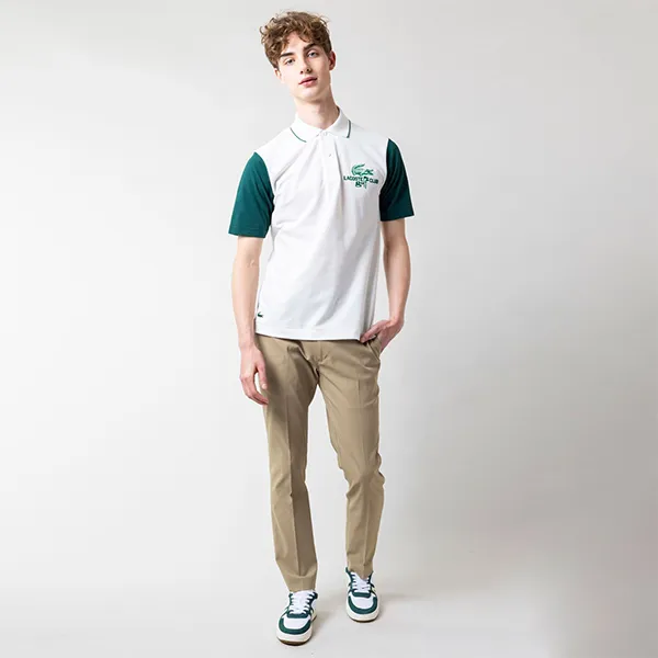 Áo Polo Nam Lacoste Classic Fit Crewmax Blend Club Polo Shirt PH039LJ-132 Màu Trắng Phối Xanh Size 2