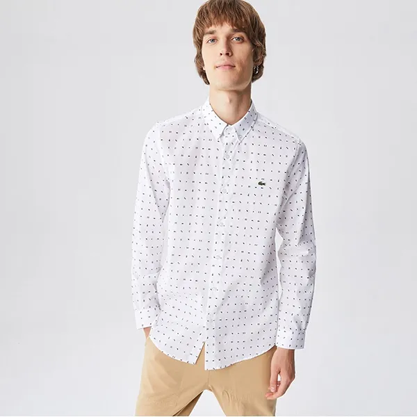 Áo Sơ Mi Nam Lacoste Men's Original Men's Shirt Regular Fit CH2306 - 06B Màu Trắng Họa Tiết Size 39 - Thời trang - Vua Hàng Hiệu