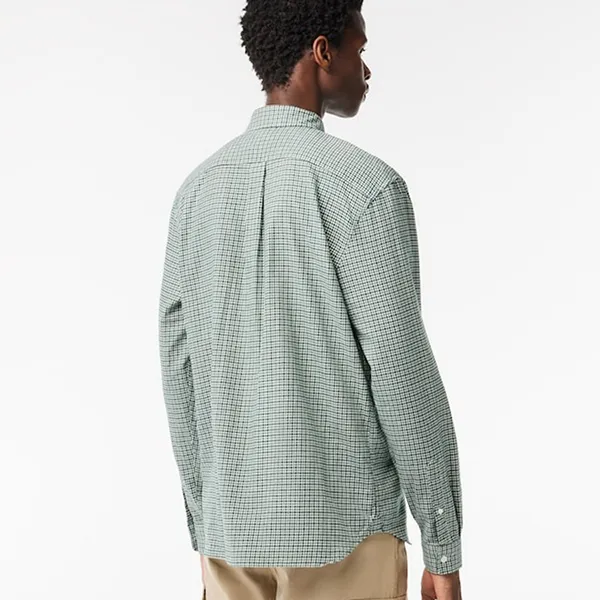 Áo Sơ Mi Nam Lacoste Men's Regular Fit Cotton Flannel Shirt CH1885-DCJ Màu Xanh Kẻ Size 38