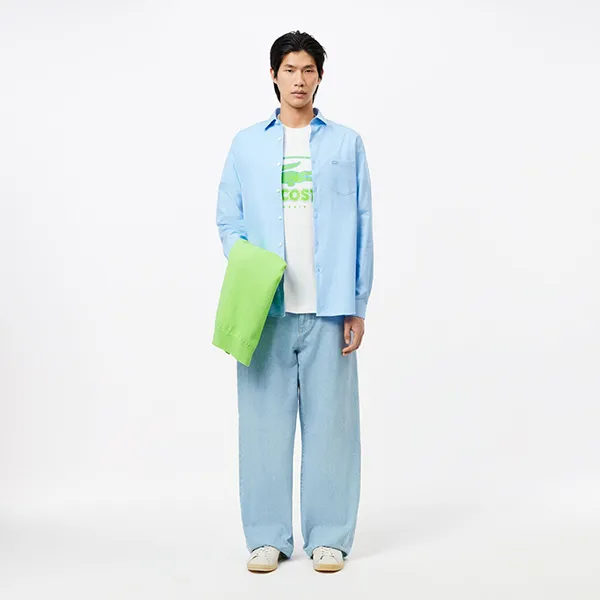 Áo Sơ Mi Nam Lacoste Men's Regular Fit Solid Cotton Shirt CH8522-HBP Màu Xanh Dương Size 38 - Thời trang - Vua Hàng Hiệu