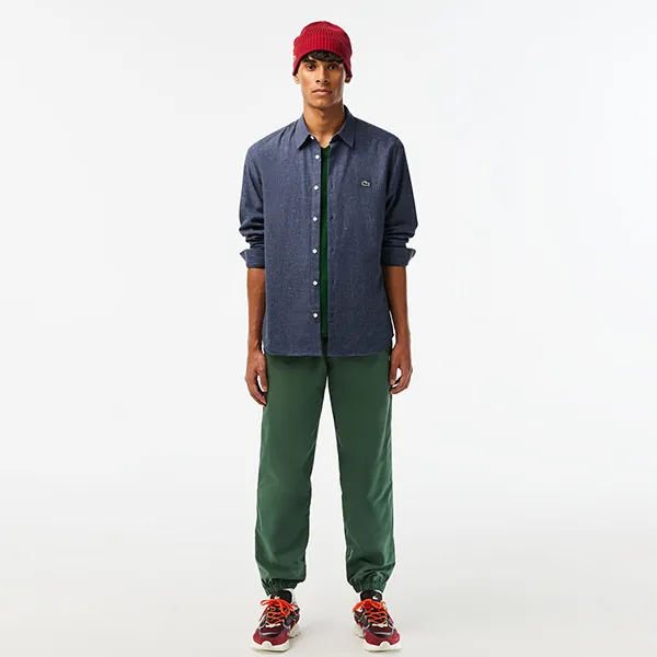 Áo Sơ Mi Nam Lacoste Men's Slim Fit Cotton Chambray Shirt CH2573 - HHW Màu Xanh Navy Size 40