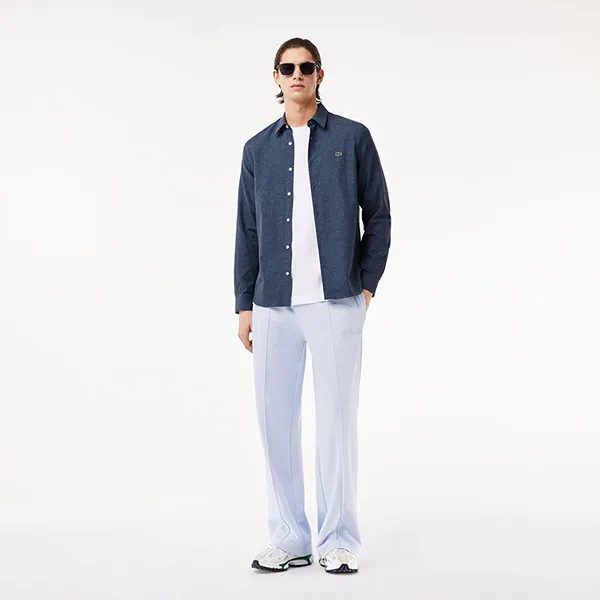 Áo Sơ Mi Nam Lacoste Men's Slim Fit Cotton Chambray Shirt CH2573 - HHW Màu Xanh Navy Size 40
