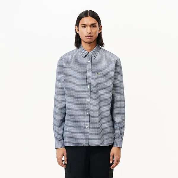 Áo Sơ Mi Nam Lacoste Regular Fit Flannel Checked Shirt CH1885-KG2 Kẻ Xanh Navy Size 38
