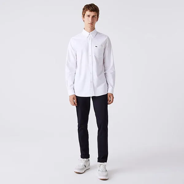 Áo Sơ Mi Nam Lacoste Regular Fit Oxford Cotton Shirt CH2979 001 Màu Trắng Size 38