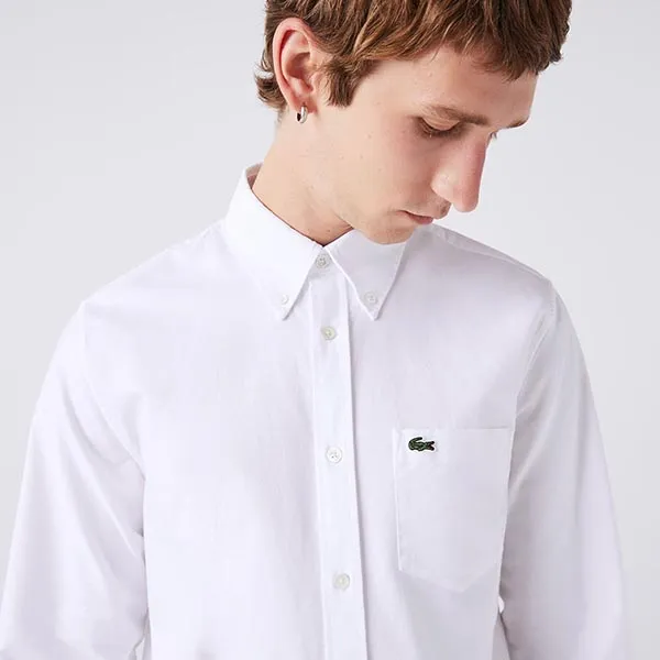 Áo Sơ Mi Nam Lacoste Regular Fit Oxford Cotton Shirt CH2979 001 Màu Trắng Size 38