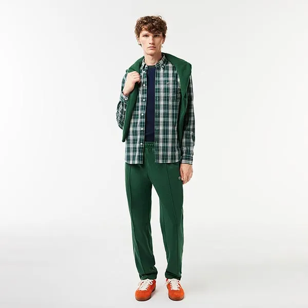 Áo Sơ Mi Nam Lacoste Slim Fit Stretch Plaid Shirt CH3745 - IX9 Màu Xanh Green Size 38