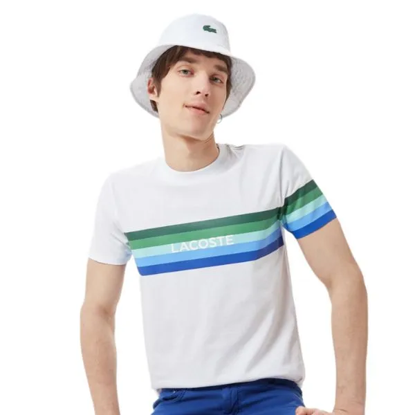 Áo Thun Nam Lacoste Men's Slim Fit Crew Neck Printed T-Shirt TH0309 - 09B Màu Trắng Size 2