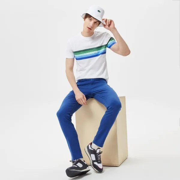 Áo Thun Nam Lacoste Men's Slim Fit Crew Neck Printed T-Shirt TH0309 - 09B Màu Trắng Size 2