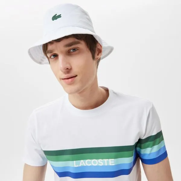 Áo Thun Nam Lacoste Men's Slim Fit Crew Neck Printed T-Shirt TH0309 - 09B Màu Trắng Size 2