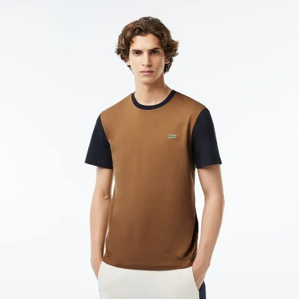 Áo Thun Nam Lacoste Regular Fit Cotton Colorblock T-Shirt TH1298 - LSI Màu Nâu Đen Size 5