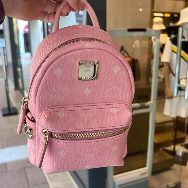 Balo Nữ MCM Stark Bebe Boo Side Studs Backpack Màu Hồng
