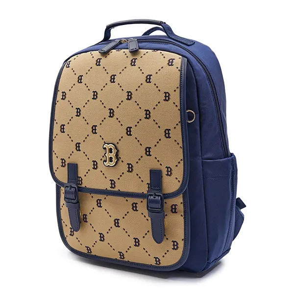 Balo Trẻ Em MLB Kids Diamond Monogram Jacquard Boston Red Sox Backpack 7ABKMD24N-43BGS Màu Be/Xanh - Túi xách - Vua Hàng Hiệu