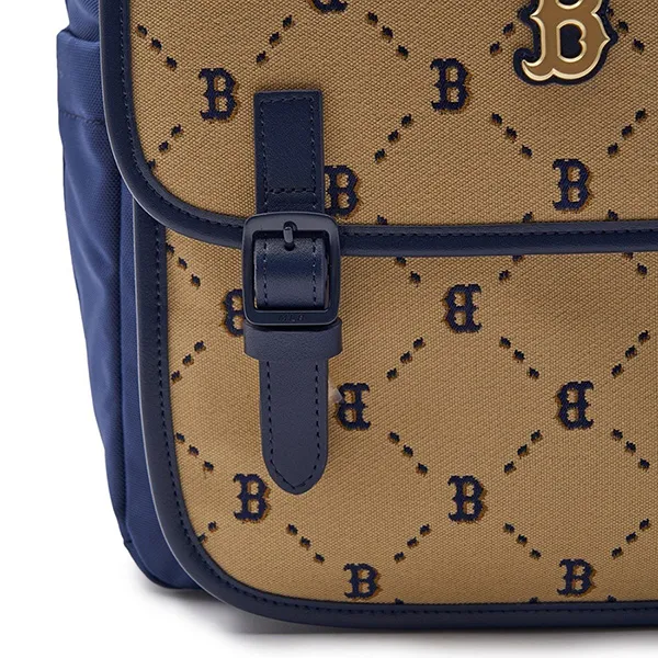 Balo Trẻ Em MLB Kids Diamond Monogram Jacquard Boston Red Sox Backpack 7ABKMD24N-43BGS Màu Be/Xanh - Túi xách - Vua Hàng Hiệu
