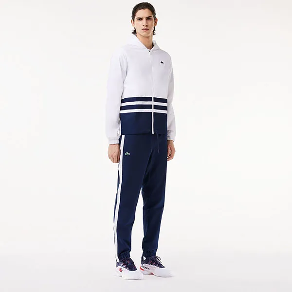 Bộ Quần Áo Gió Nam Lacoste Sweatsuit WH7566-DU9 Màu Trắng - Xanh Navy Size 4