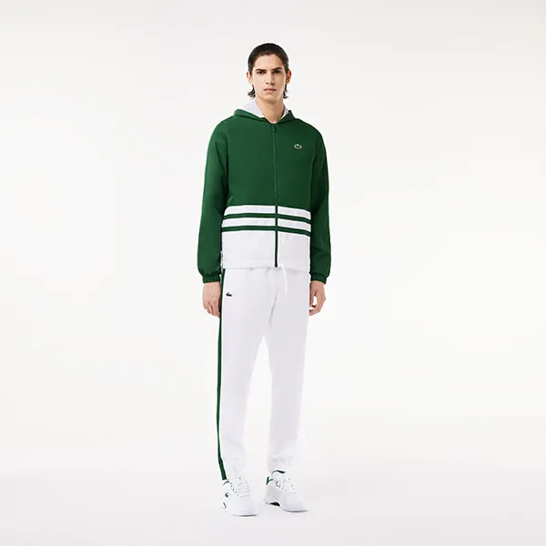 Bộ Thể Thao Nam Lacoste Regular Fit Long Sleeve Tracksuit WH7566-LXK Màu Trắng Phối Xanh Lá Size 3