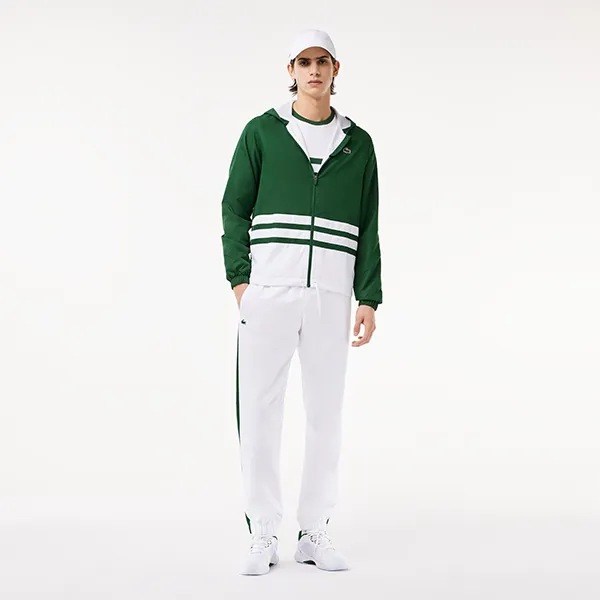 Bộ Thể Thao Nam Lacoste Regular Fit Long Sleeve Tracksuit WH7566-LXK Màu Trắng Phối Xanh Lá Size 3