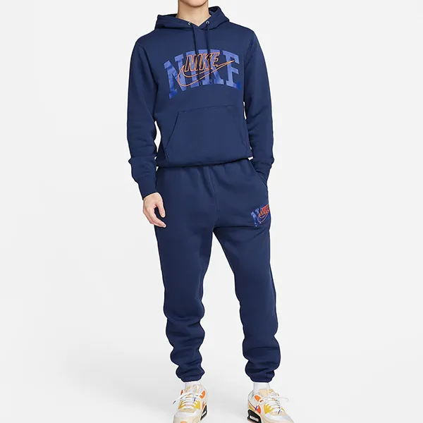 Bộ Thể Thao Nam Nike Club Fleece Pullover Hoodie FV4448-410/FV4453-410 Màu Xanh Navy S