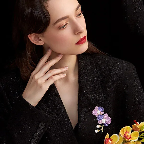 Cài Áo Nữ Meri Orchid Elegance BR787 Màu Hồng Tím