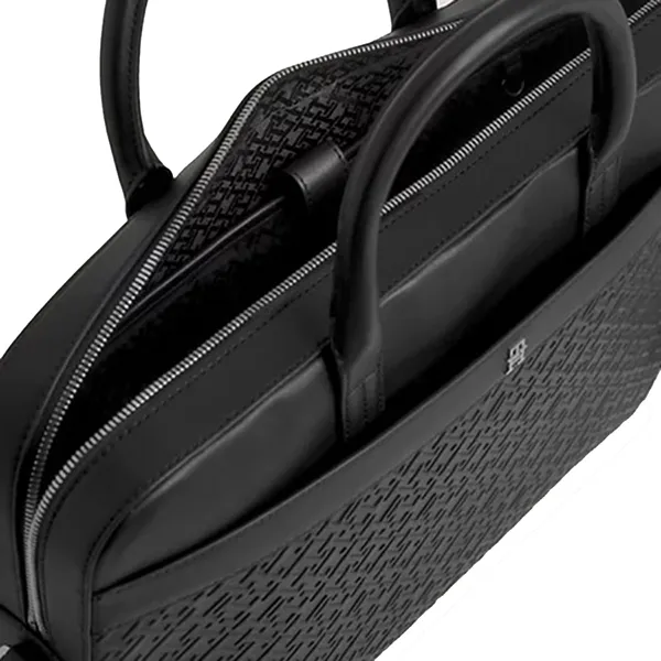 Cặp Xách Tay Nam Tommy Hilfiger Monogram Embossed Laptop Bag AM11525 - 001 Màu Đen